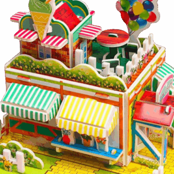 Model 3D Binaan/Kraf Kertas - Kedai Aiskrim