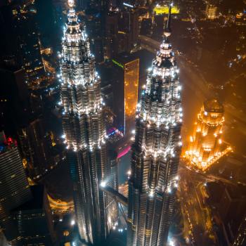 Petronas Twin Towers at Night From Above Poster