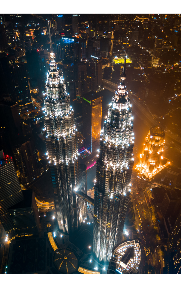 Petronas Twin Towers at Night From Above Poster