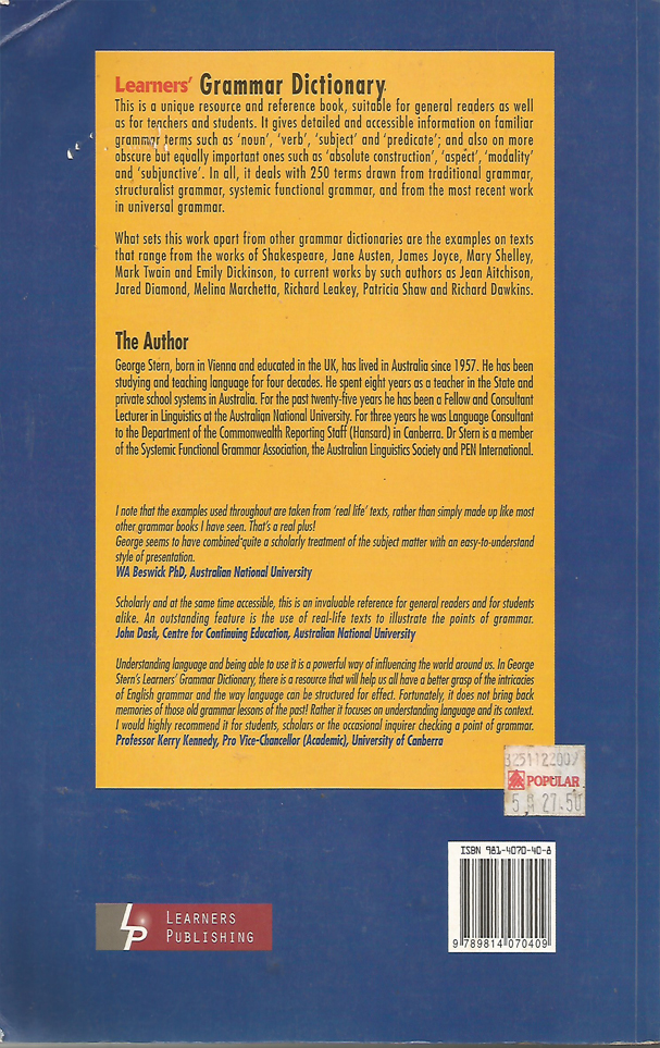 Learners' Grammar Dictionary